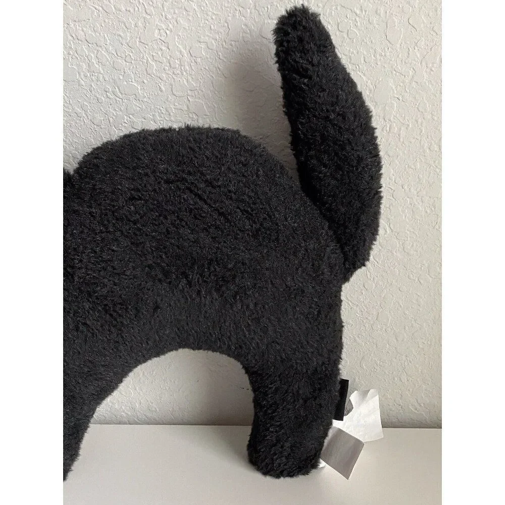 Cynthia Rowley Black CAT Shaped Pillow  Halloween GLOW IN THE DARK EYES Soft NEW